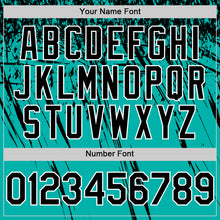 Load image into Gallery viewer, Custom Aqua Black-White Distressed Scratch Brush Stroke Authentic Baseball Jersey
