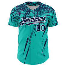 Load image into Gallery viewer, Custom Aqua Navy-White Distressed Scratch Brush Stroke Authentic Baseball Jersey

