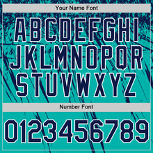 Load image into Gallery viewer, Custom Aqua Navy-White Distressed Scratch Brush Stroke Authentic Baseball Jersey

