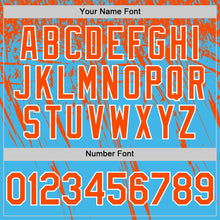 Загрузить изображение в средство просмотра галереи, Custom Sky Blue Orange-White Distressed Scratch Brush Stroke Authentic Baseball Jersey
