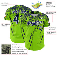 Load image into Gallery viewer, Custom Neon Green Navy-White Distressed Scratch Brush Stroke Authentic Baseball Jersey
