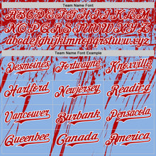Load image into Gallery viewer, Custom Light Blue Red-White Distressed Scratch Brush Stroke Authentic Baseball Jersey
