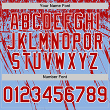 Load image into Gallery viewer, Custom Light Blue Red-White Distressed Scratch Brush Stroke Authentic Baseball Jersey
