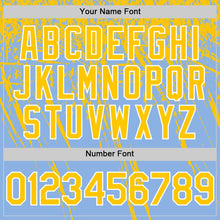 Load image into Gallery viewer, Custom Light Blue Yellow-White Distressed Scratch Brush Stroke Authentic Baseball Jersey
