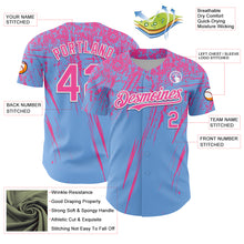 Laden Sie das Bild in den Galerie-Viewer, Custom Light Blue Pink-White Distressed Scratch Brush Stroke Authentic Baseball Jersey
