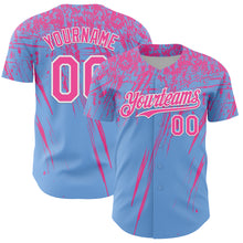 Laden Sie das Bild in den Galerie-Viewer, Custom Light Blue Pink-White Distressed Scratch Brush Stroke Authentic Baseball Jersey
