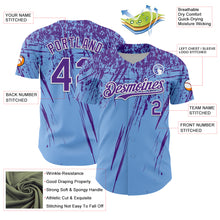 Load image into Gallery viewer, Custom Light Blue Purple-White Distressed Scratch Brush Stroke Authentic Baseball Jersey
