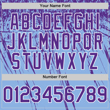 Load image into Gallery viewer, Custom Light Blue Purple-White Distressed Scratch Brush Stroke Authentic Baseball Jersey
