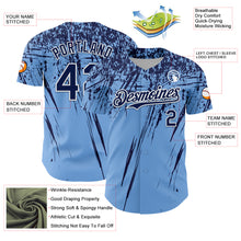 Charger l'image dans la galerie, Custom Light Blue Navy-White Distressed Scratch Brush Stroke Authentic Baseball Jersey
