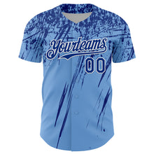 Load image into Gallery viewer, Custom Light Blue Royal-White Distressed Scratch Brush Stroke Authentic Baseball Jersey

