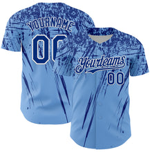 Load image into Gallery viewer, Custom Light Blue Royal-White Distressed Scratch Brush Stroke Authentic Baseball Jersey
