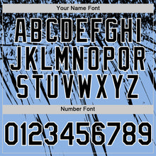 Load image into Gallery viewer, Custom Light Blue Black-White Distressed Scratch Brush Stroke Authentic Baseball Jersey
