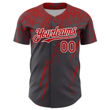 Charger l'image dans la galerie, Custom Steel Gray Red-White Distressed Scratch Brush Stroke Authentic Baseball Jersey
