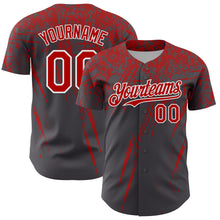 Charger l'image dans la galerie, Custom Steel Gray Red-White Distressed Scratch Brush Stroke Authentic Baseball Jersey

