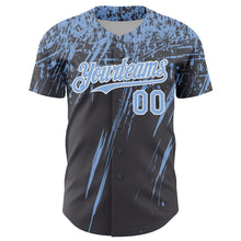 Load image into Gallery viewer, Custom Steel Gray Light Blue-White Distressed Scratch Brush Stroke Authentic Baseball Jersey
