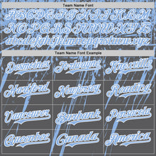 Load image into Gallery viewer, Custom Steel Gray Light Blue-White Distressed Scratch Brush Stroke Authentic Baseball Jersey
