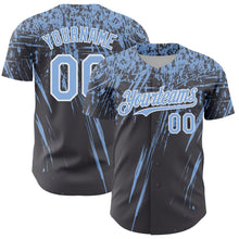 Load image into Gallery viewer, Custom Steel Gray Light Blue-White Distressed Scratch Brush Stroke Authentic Baseball Jersey
