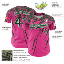 Load image into Gallery viewer, Custom Pink Green-White Distressed Scratch Brush Stroke Authentic Baseball Jersey
