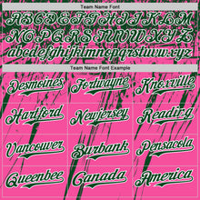 Load image into Gallery viewer, Custom Pink Green-White Distressed Scratch Brush Stroke Authentic Baseball Jersey
