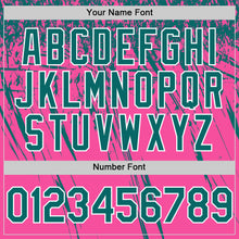 Load image into Gallery viewer, Custom Pink Teal-White Distressed Scratch Brush Stroke Authentic Baseball Jersey

