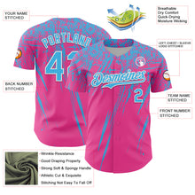 Load image into Gallery viewer, Custom Pink Sky Blue-White Distressed Scratch Brush Stroke Authentic Baseball Jersey
