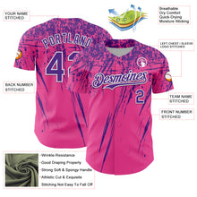 Load image into Gallery viewer, Custom Pink Purple-White Distressed Scratch Brush Stroke Authentic Baseball Jersey
