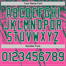 Load image into Gallery viewer, Custom Pink Kelly Green-White Distressed Scratch Brush Stroke Authentic Baseball Jersey
