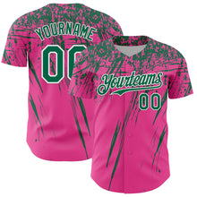 Load image into Gallery viewer, Custom Pink Kelly Green-White Distressed Scratch Brush Stroke Authentic Baseball Jersey
