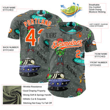 Laden Sie das Bild in den Galerie-Viewer, Custom Gray Orange-White 3D Pattern Design Alien UFO Space Authentic Baseball Jersey
