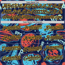 Charger l'image dans la galerie, Custom Navy Gold 3D Pattern Design Alien UFO Space Authentic Baseball Jersey
