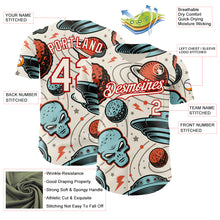 Load image into Gallery viewer, Custom Cream Red 3D Pattern Design Alien UFO Space Authentic Baseball Jersey

