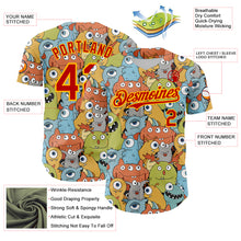 Load image into Gallery viewer, Custom White Red-Gold 3D Pattern Design Alien Monster Mash Authentic Baseball Jersey
