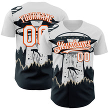 Load image into Gallery viewer, Custom White Orange-Black 3D Pattern Design UFO Alien Abduction Authentic Baseball Jersey
