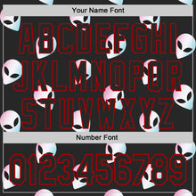 Load image into Gallery viewer, Custom Black Red 3D Pattern Design Cartoon Alien Authentic Baseball Jersey
