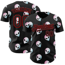 Load image into Gallery viewer, Custom Black Red 3D Pattern Design Cartoon Alien Authentic Baseball Jersey
