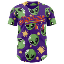 Laden Sie das Bild in den Galerie-Viewer, Custom Purple Green-Orange 3D Pattern Design Cartoon Alien Authentic Baseball Jersey
