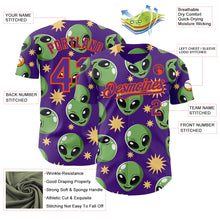Laden Sie das Bild in den Galerie-Viewer, Custom Purple Green-Orange 3D Pattern Design Cartoon Alien Authentic Baseball Jersey

