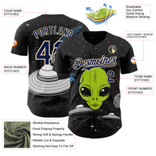 Laden Sie das Bild in den Galerie-Viewer, Custom Black Navy-Cream 3D Pattern Design Alien UFO Galaxy Authentic Baseball Jersey
