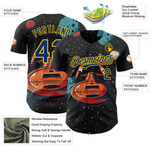 Загрузить изображение в средство просмотра галереи, Custom Black US Navy Blue-Yellow 3D Pattern Design Alien UFO Interstellar Starship Galaxy Authentic Baseball Jersey
