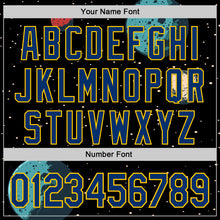 Загрузить изображение в средство просмотра галереи, Custom Black US Navy Blue-Yellow 3D Pattern Design Alien UFO Interstellar Starship Galaxy Authentic Baseball Jersey
