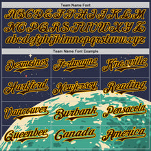 Load image into Gallery viewer, Custom Navy Brown-Gold 3D Pattern Design Alien UFO Psychedelic Galaxy Authentic Baseball Jersey
