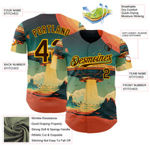 Load image into Gallery viewer, Custom Blue Brown Orange-Gold 3D Pattern Design Alien UFO Galaxy Authentic Baseball Jersey
