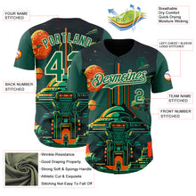 Load image into Gallery viewer, Custom Black Kelly Green-Cream 3D Pattern Design Alien Spaceship Fleet UFO Galaxy Authentic Baseball Jersey
