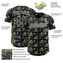 Load image into Gallery viewer, Custom Black White 3D Pattern Design Cartoon Alien UFO Space Galaxy Authentic Baseball Jersey
