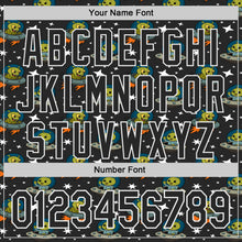 Load image into Gallery viewer, Custom Black White 3D Pattern Design Cartoon Alien UFO Space Galaxy Authentic Baseball Jersey
