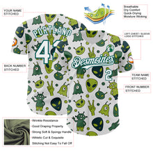 Load image into Gallery viewer, Custom White Midnight Green 3D Pattern Design Cartoon Alien Authentic Baseball Jersey

