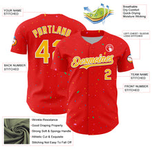Laden Sie das Bild in den Galerie-Viewer, Custom Fire Red Gold-White 3D Pattern Design Confetti Colorful Speckle Authentic Baseball Jersey
