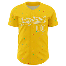 Load image into Gallery viewer, Custom Yellow White 3D Pattern Design Confetti Colorful Speckle Authentic Baseball Jersey
