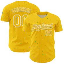 Load image into Gallery viewer, Custom Yellow White 3D Pattern Design Confetti Colorful Speckle Authentic Baseball Jersey
