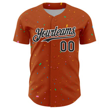 Charger l'image dans la galerie, Custom Texas Orange Black-White 3D Pattern Design Confetti Colorful Speckle Authentic Baseball Jersey
